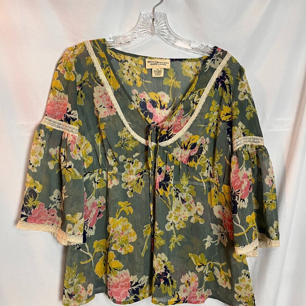 Women's RL Denim & Supply Floral Blouse Size S